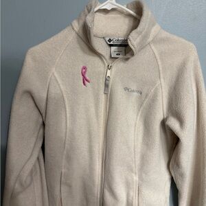 Columbia Off-White Fleece Jacket with Pink Detail